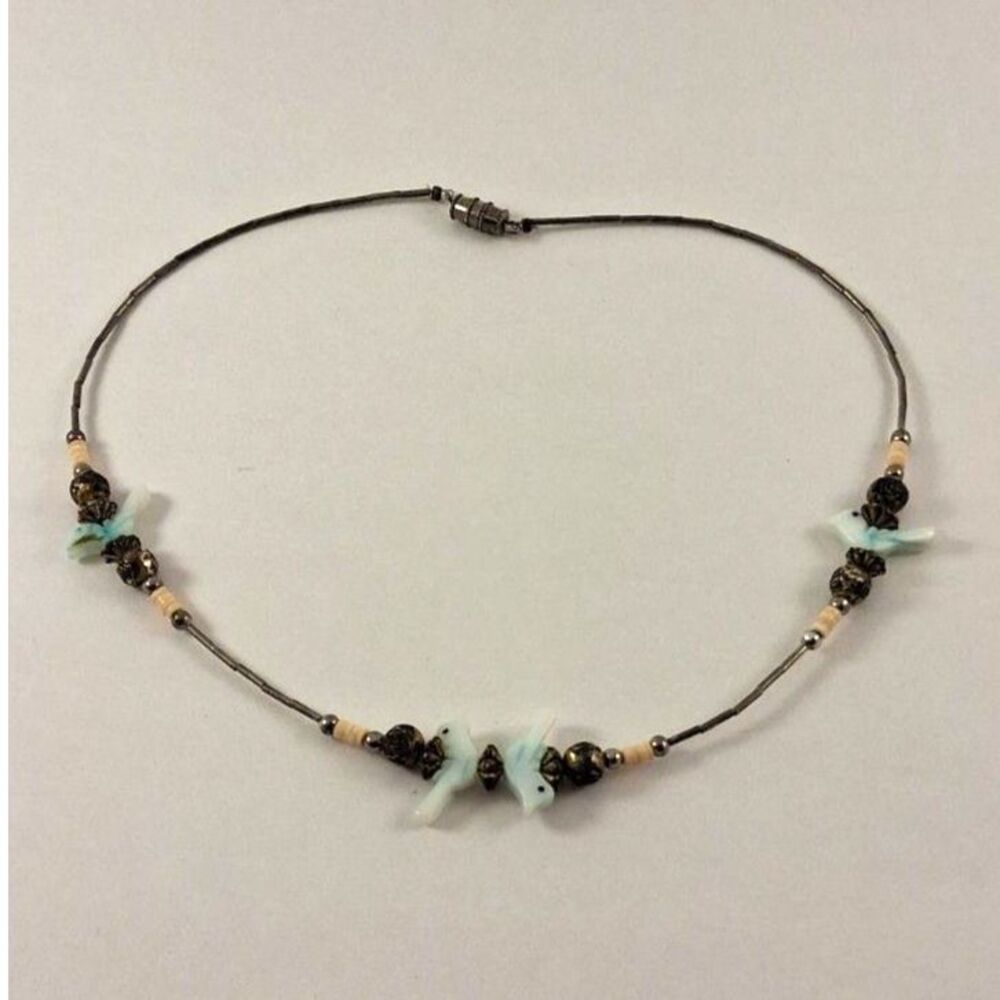 Vintage Shell Fetish Bird and Heishi Bead Choker 1970s - 1990s